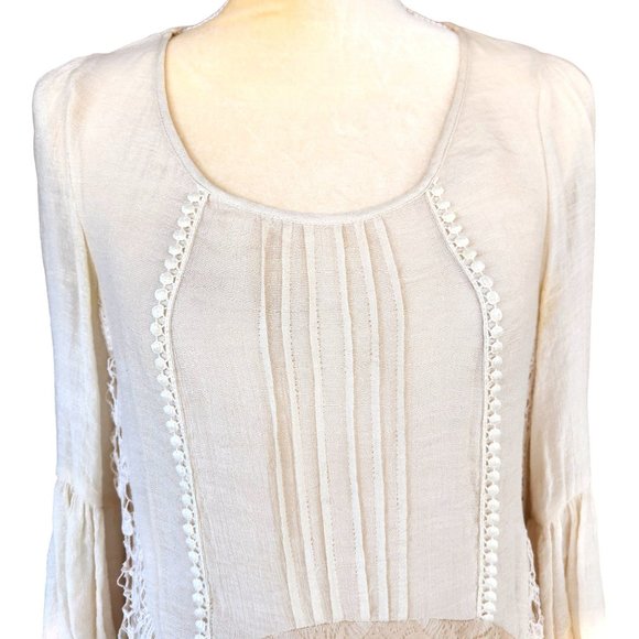 altar'd state Lace Asymmetrical Cream Beige Blouse Layering Cottagecore - Picture 7 of 14